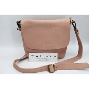 Calma Leather Goods 11600 Blush Pink Pebbled Crossbody Bag Handmade in Spain
